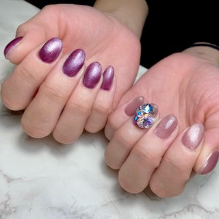 マグネットくすみカラーのネイルデザイン ネイルブック