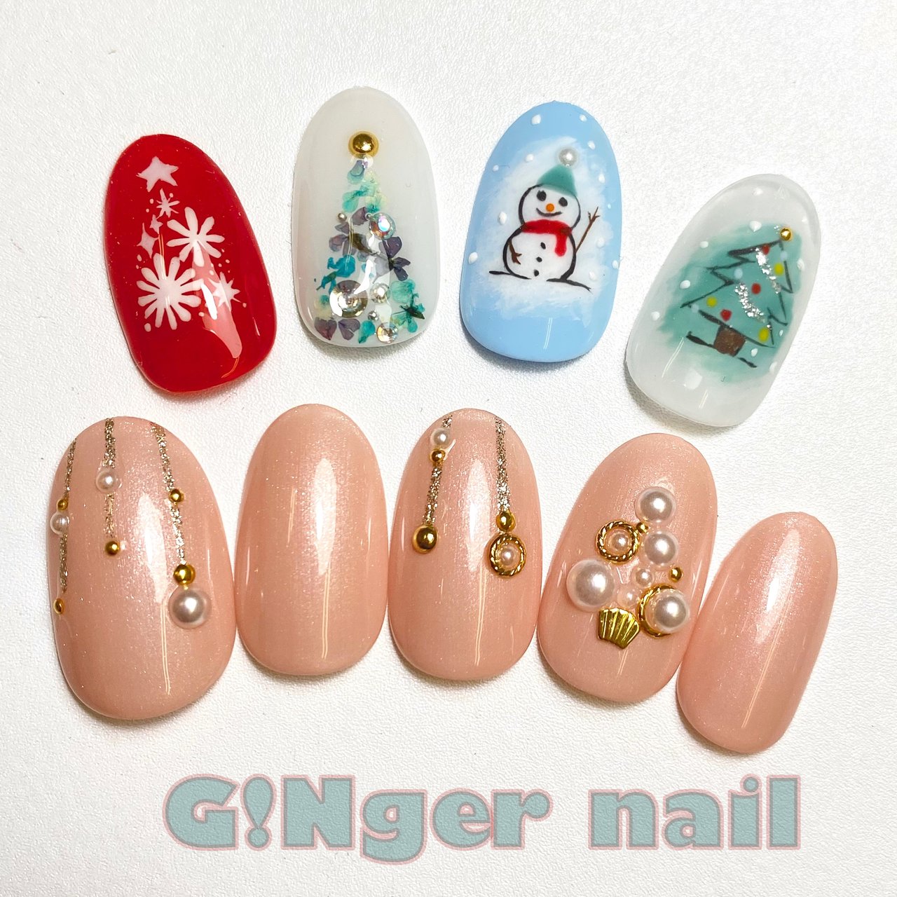 冬 クリスマス オフィス パーティー ハンド Ginger Nail 代々木 ジンジャーネイルのネイルデザイン No ネイル ブック