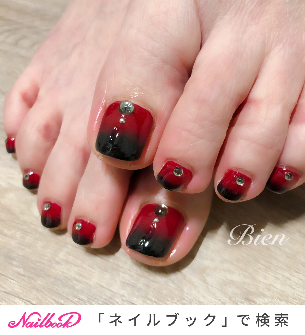 人気順 グラデーション 赤と黒のネイルデザイン ネイルブック