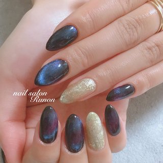 人気順 ブルー 青 マグネットジェルのネイルデザイン ネイルブック