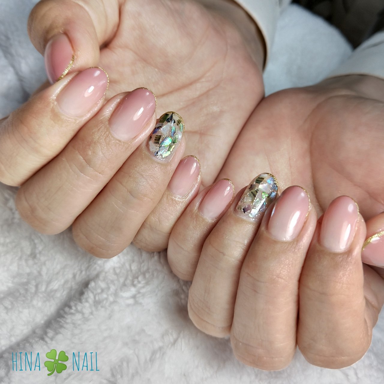 オールシーズン ハンド グラデーション パール ミディアム Hina Nail Sugaのネイルデザイン No ネイルブック