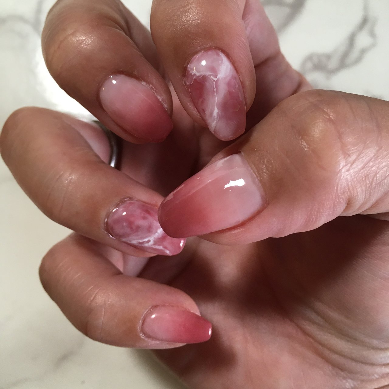 ハンド ミディアム ピンク スモーキー ジェル Sssのネイルデザイン No ネイルブック