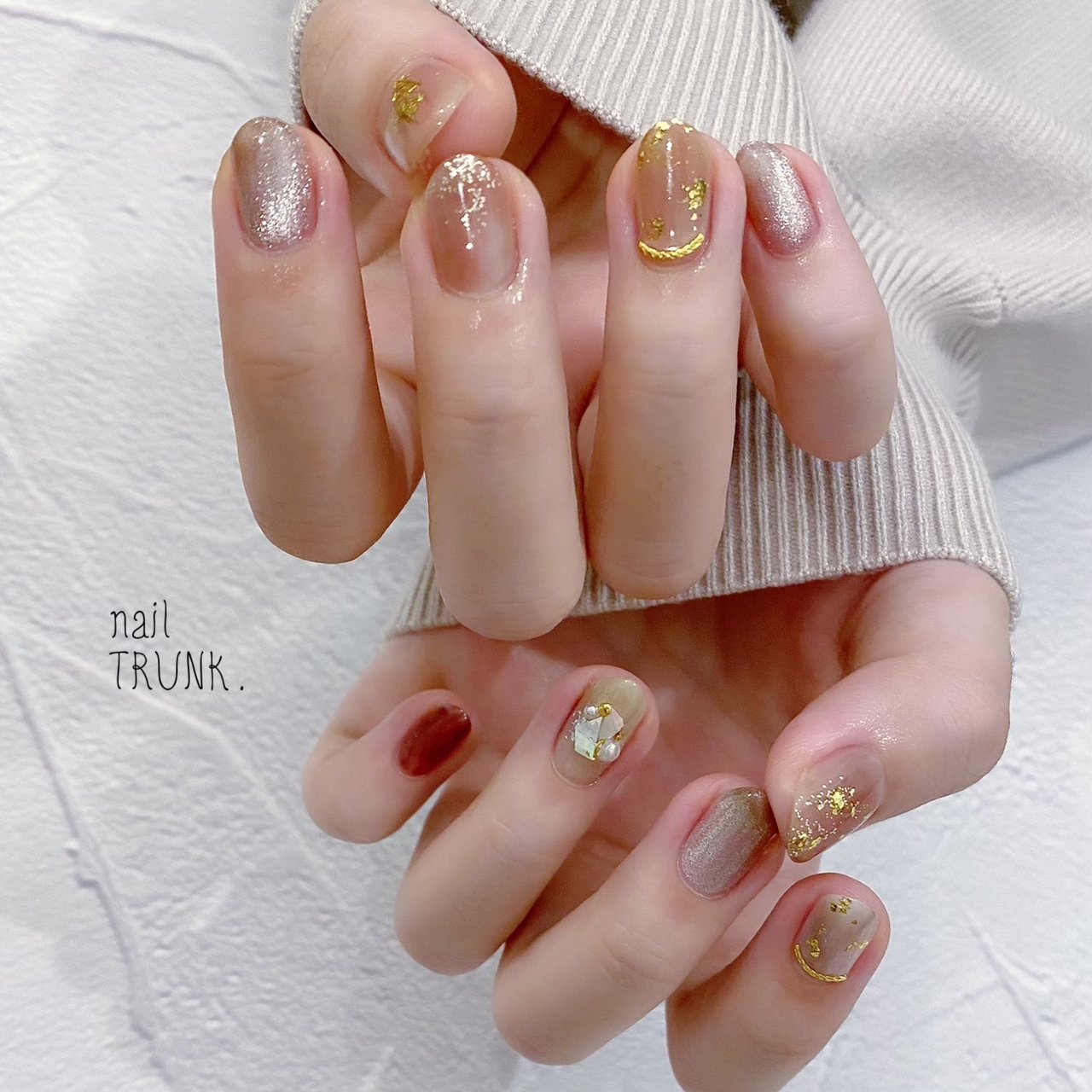 秋 ハンド ニュアンス マグネット マーブル Nail Trunkのネイルデザイン No ネイルブック