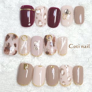 控えめレオパードのネイルデザイン ネイルブック
