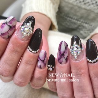 パープル ブラック ゴージャスネイルのネイルデザイン ネイルブック