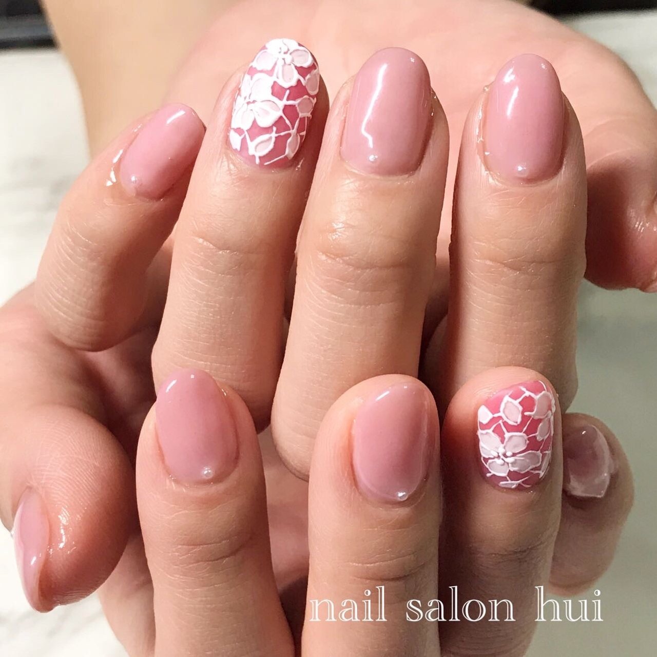 オールシーズン ハンド フラワー レース アイシング Nailsalon Huiのネイルデザイン No ネイルブック