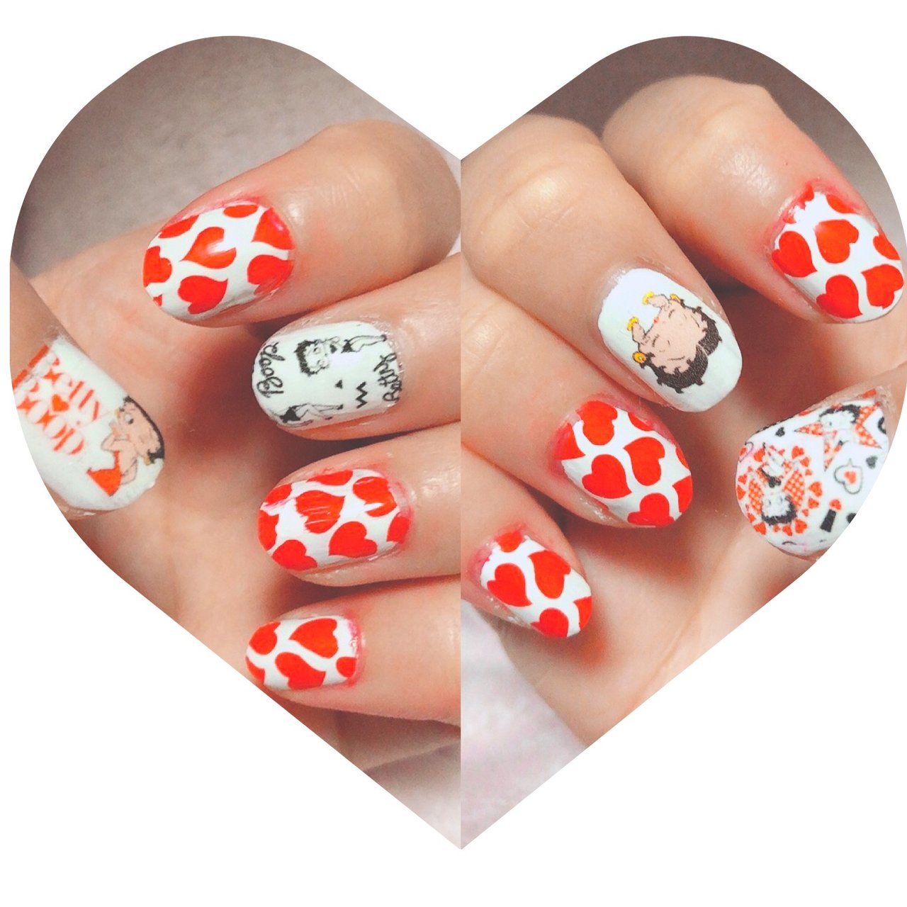 オールシーズン ハンド ハート キャラクター ショート Miiのネイルデザイン No 584 ネイルブック