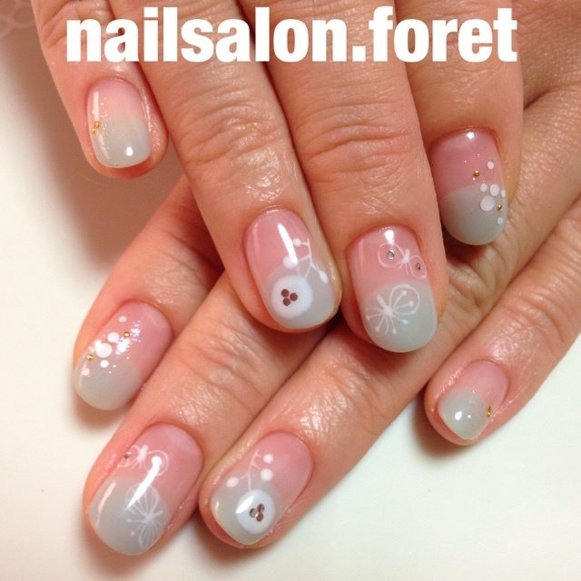 オフィス ハンド 変形フレンチ ショート グレー Nailsalon Foretのネイルデザイン No ネイルブック