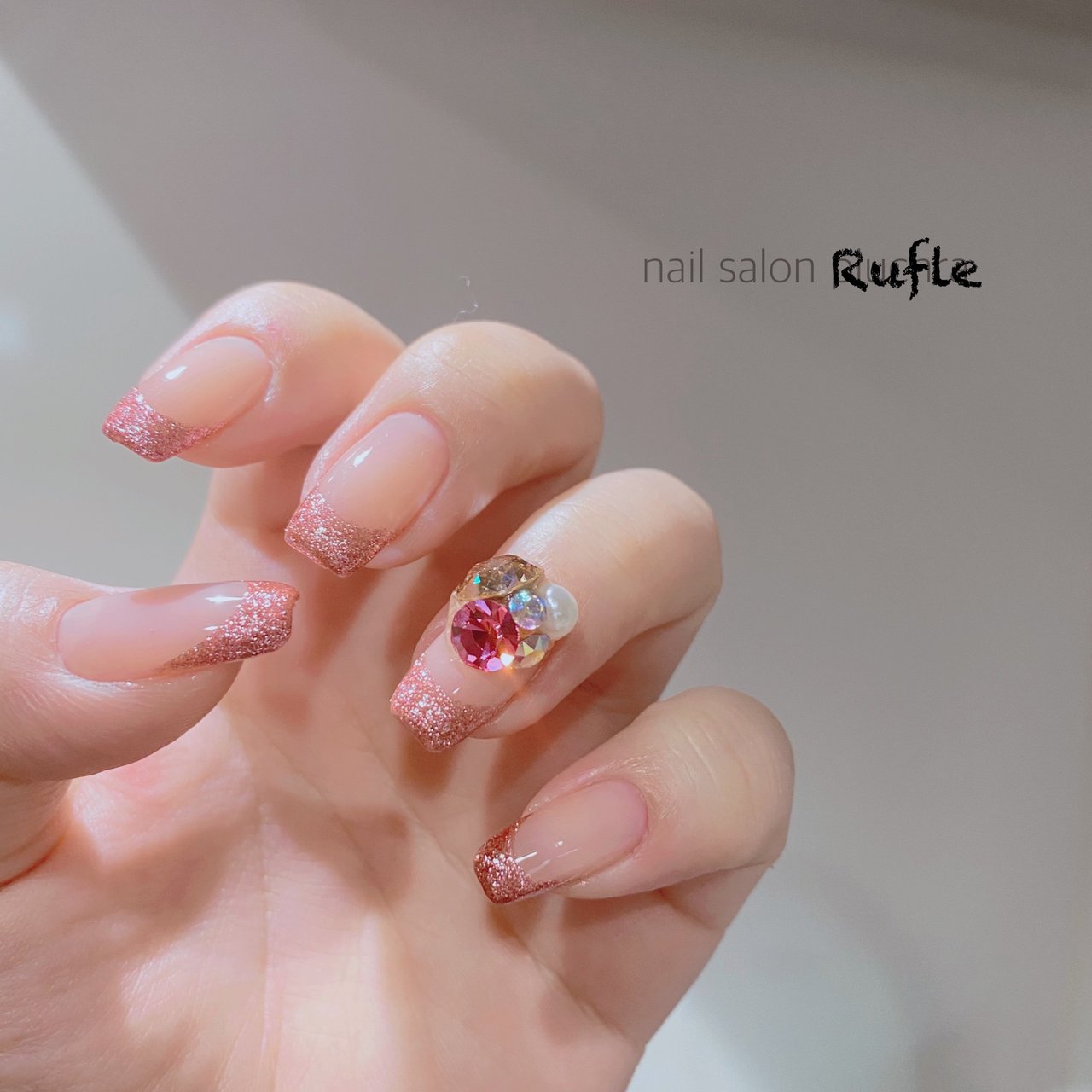 オールシーズン ハンド フレンチ ピンク ジェルネイル 里奈のネイルデザイン No ネイルブック