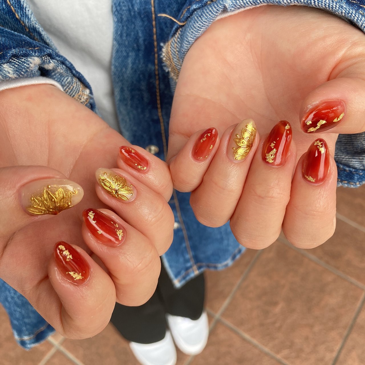 クリスマス ハンド フラワー ニュアンス ミディアム Nail Glitter ネイルグリッターのネイルデザイン No ネイル ブック