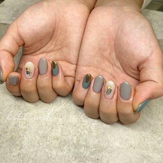 グレー ゴールド 塗りかけのネイルデザイン ネイルブック