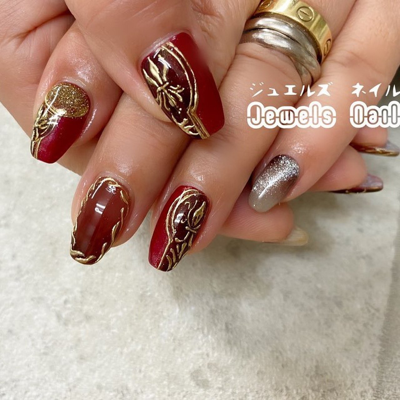 冬 お正月 旅行 クリスマス アンティーク パラジェル登録サロン ジュエルズネイルのネイルデザイン No ネイルブック