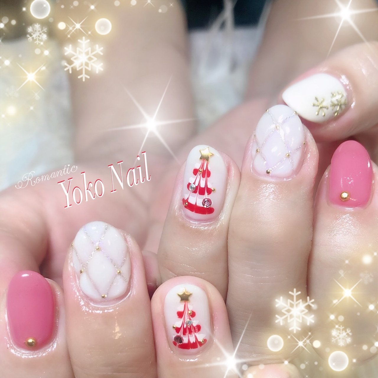 冬 クリスマス 雪の結晶 キルティング ホワイト Yoko Nailのネイルデザイン No ネイルブック