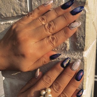 ホイル オーロラ ネイビーのネイルデザイン ネイルブック