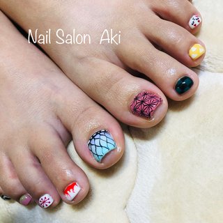 鬼滅の刃ネイル✨ 持ち込みデザイン♪
. 
#プライベートネイルサロン #高槻市 #高槻ネイル #上牧 #上牧ネイル #上牧駅 #上牧ネイルサロン #高槻ネイルサロン#ネイルブック#nailbook #上品ネイル #可愛いネイル #キレイめネイル #きれいめネイル #大人ネイル #シンプルネイル #ネイルサロンアキ #島本町ネイル #水無瀬ネイル #島本ネイルサロン #水無瀬ネイルサロン #フットネイル2020 #フットネイル #冬ネイル2020 #冬ネイル #鬼滅の刃ネイル #鬼滅の刃 #和柄 #和柄ネイル #麻の葉模様 #市松模様 #オールシーズン #フット #キャラクター #和柄 #ピンク #イエロー #グリーン #ジェルネイル #お客様 #Nail Salon Aki #ネイルブック