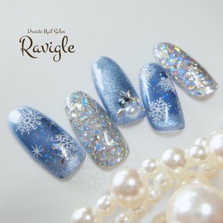 【オーダー専】 冬ネイル ネイルチップ ブルー ラメ 水色 雪 ピクシー グラデ オーダー専】 冬ネイル ネイルチップ ブルー ラメ 水色 雪