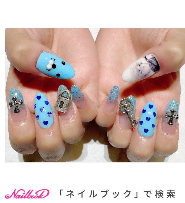 痛ネイル/水色/#Gel-Xのネイルデザイン｜ネイルブック