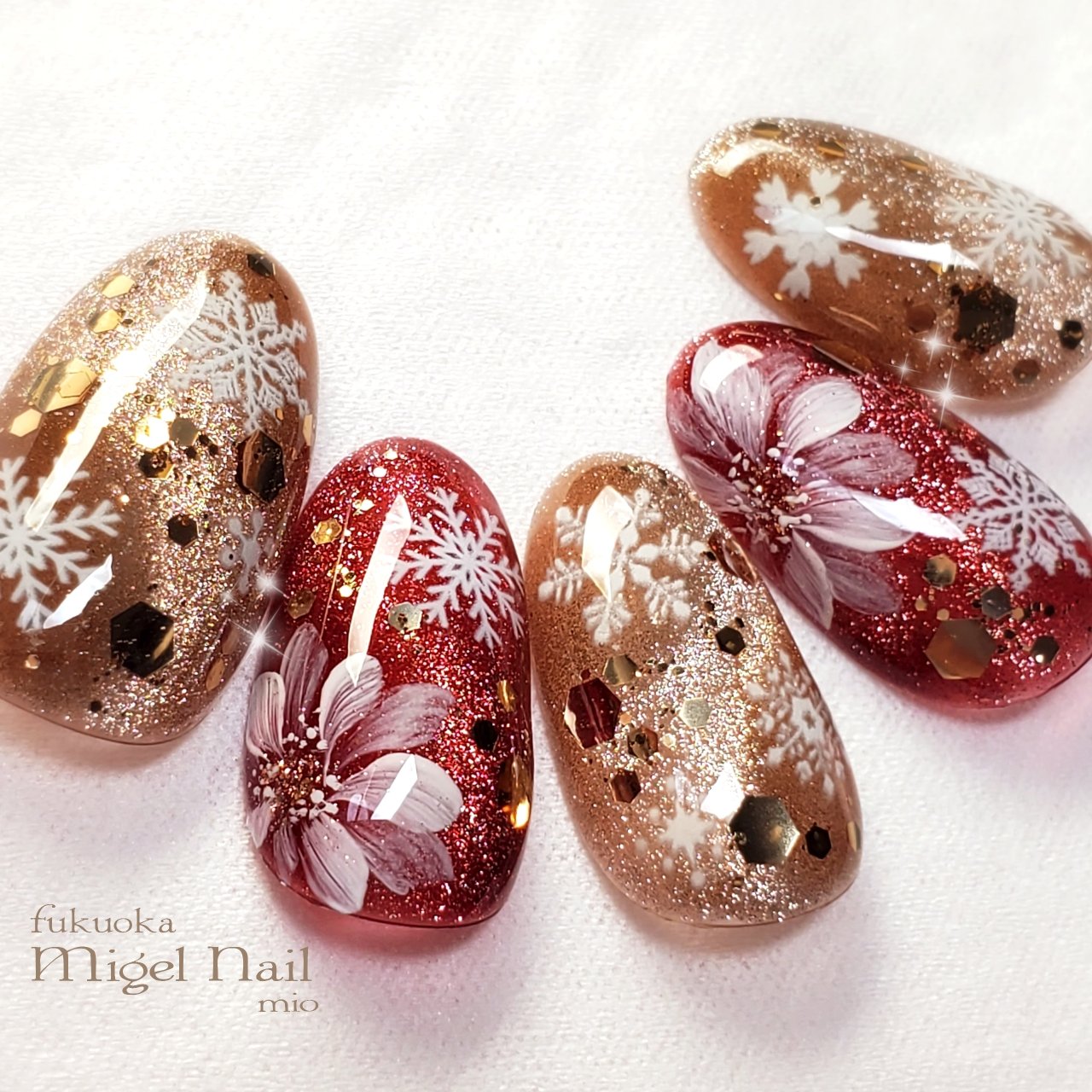 冬 お正月 クリスマス ブライダル ハンド Migel Nailのネイルデザイン No ネイルブック