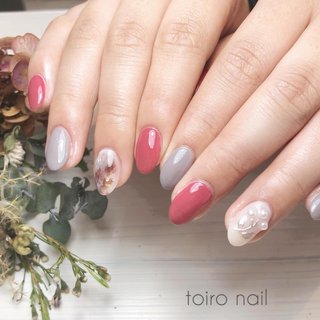 おすすめ順｜フラワー/#ワインレッド⁡のネイルデザイン(3ページ目  