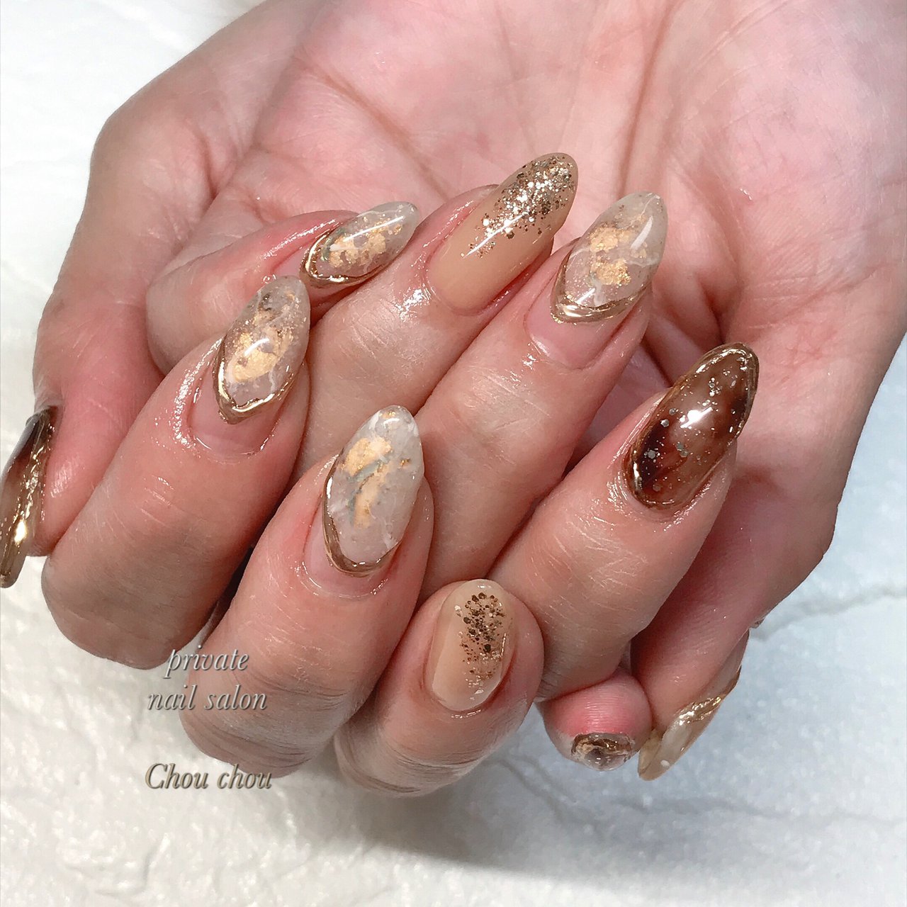 秋/冬/ハンド/ラメ/タイダイ - nori0906のネイルデザイン[No