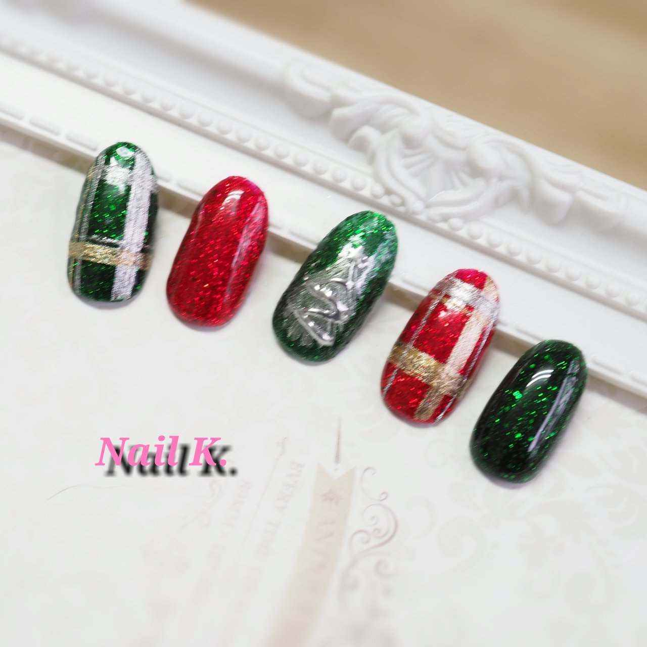 冬 クリスマス パーティー 女子会 チェック Nail K のネイルデザイン No ネイルブック