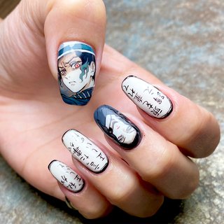 #鬼滅の刃#鬼滅の刃ネイル#鬼舞辻無惨#鬼舞辻無惨ネイル#ジェルアート#痛ネイル #オールシーズン #ハンド #痛ネイル #ミディアム #ＭＩＭＩＴ ＮＡＩＬ #ネイルブック