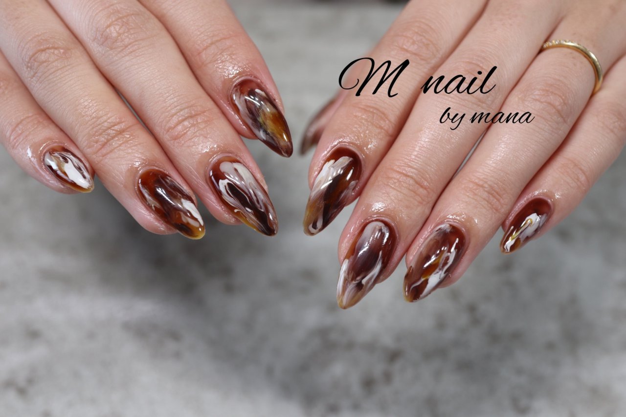 秋 冬 ハンド マーブル ロング Nail Salon Mのネイルデザイン No ネイルブック