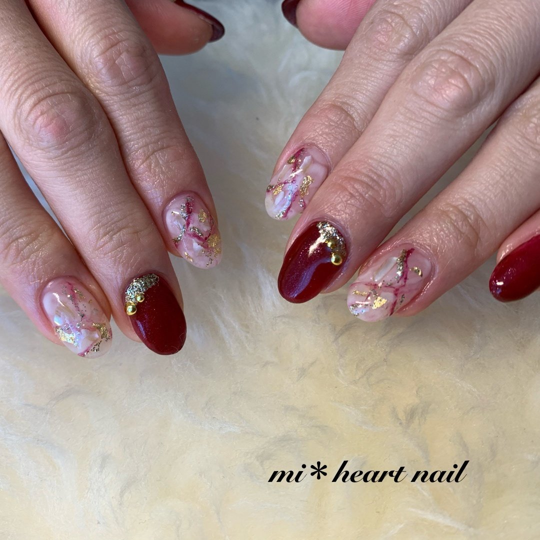 冬 クリスマス ハンド ラメ シェル Mi Heart Nailのネイルデザイン No ネイルブック