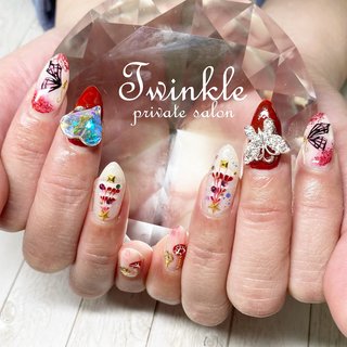 クリスマス ゴールド 派手ネイルのネイルデザイン ネイルブック