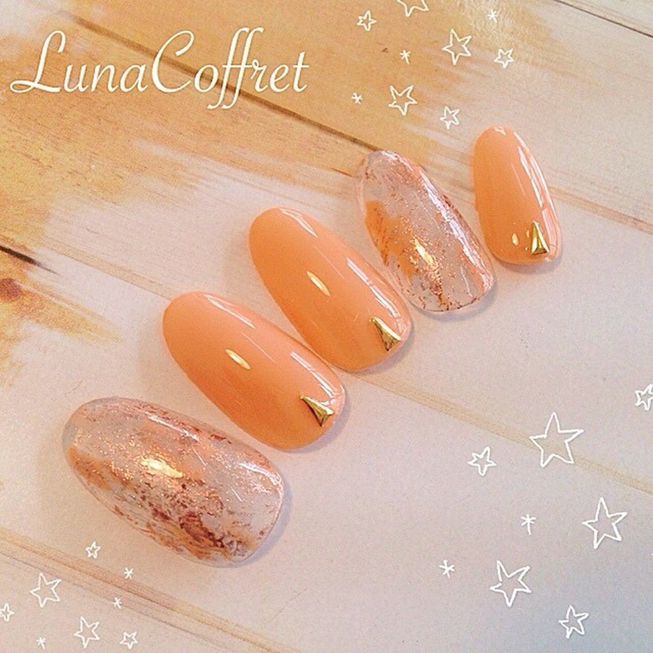 夏 ハンド オレンジ ジェル ネイルチップ Lunacoffret Chizuruのネイルデザイン No 9021 ネイルブック