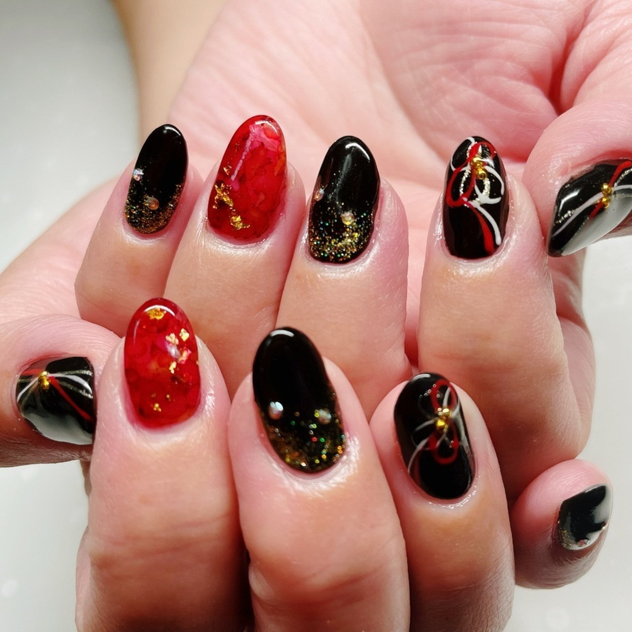 冬 お正月 シンプル ビジュー ラメ Nail Hana001のネイルデザイン No ネイルブック