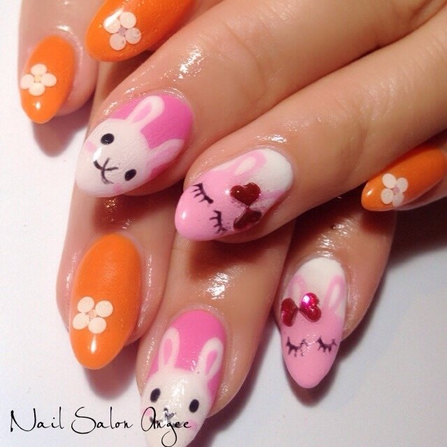 ハンド オレンジ ジェル ネイルサロンアンジーのネイルデザイン No ネイルブック