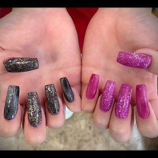 ピンク ブラック セルフネイルのネイルデザイン ネイルブック