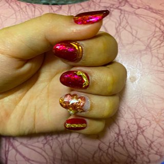 クリスマス レッド 派手ネイルのネイルデザイン ネイルブック