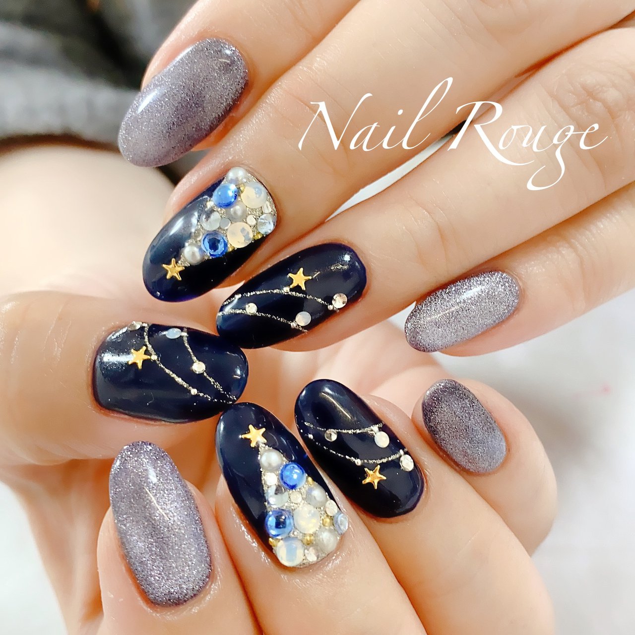 冬/クリスマス/ネイビー - nailrougeのネイルデザイン[No.5930746 