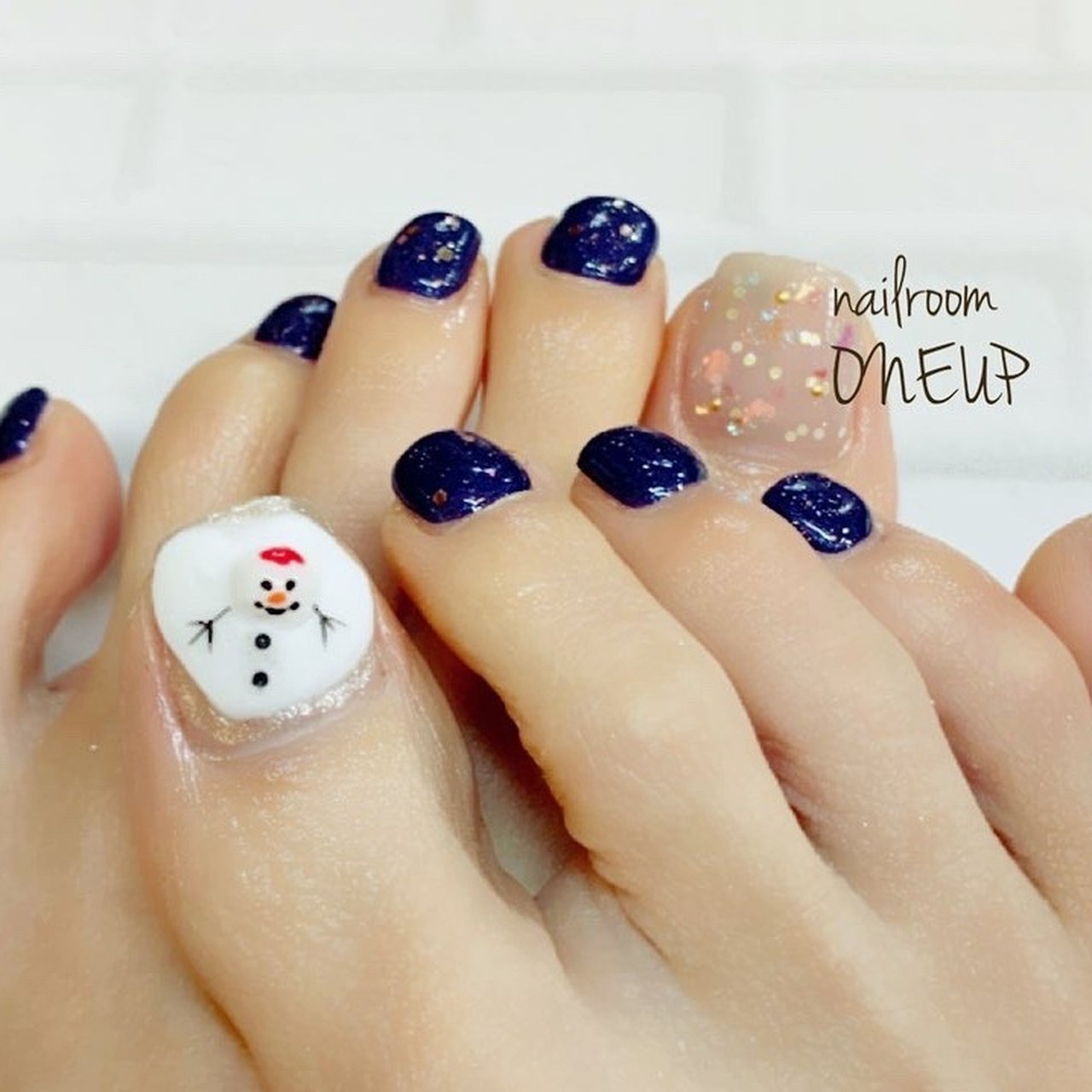 雪だるま ネイルパーツ 雪だるまのクリスマスネイル ネイルチップ（つけ爪） ふらっふぃ