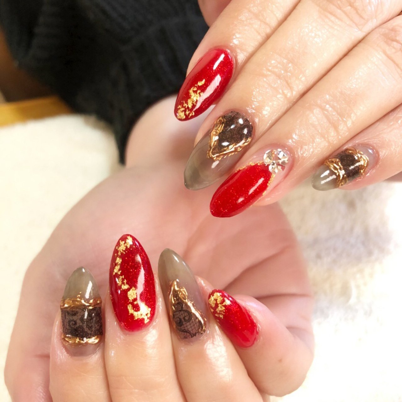 オールシーズン クリスマス デート ハンド ビジュー Satomi のネイルデザイン No ネイルブック