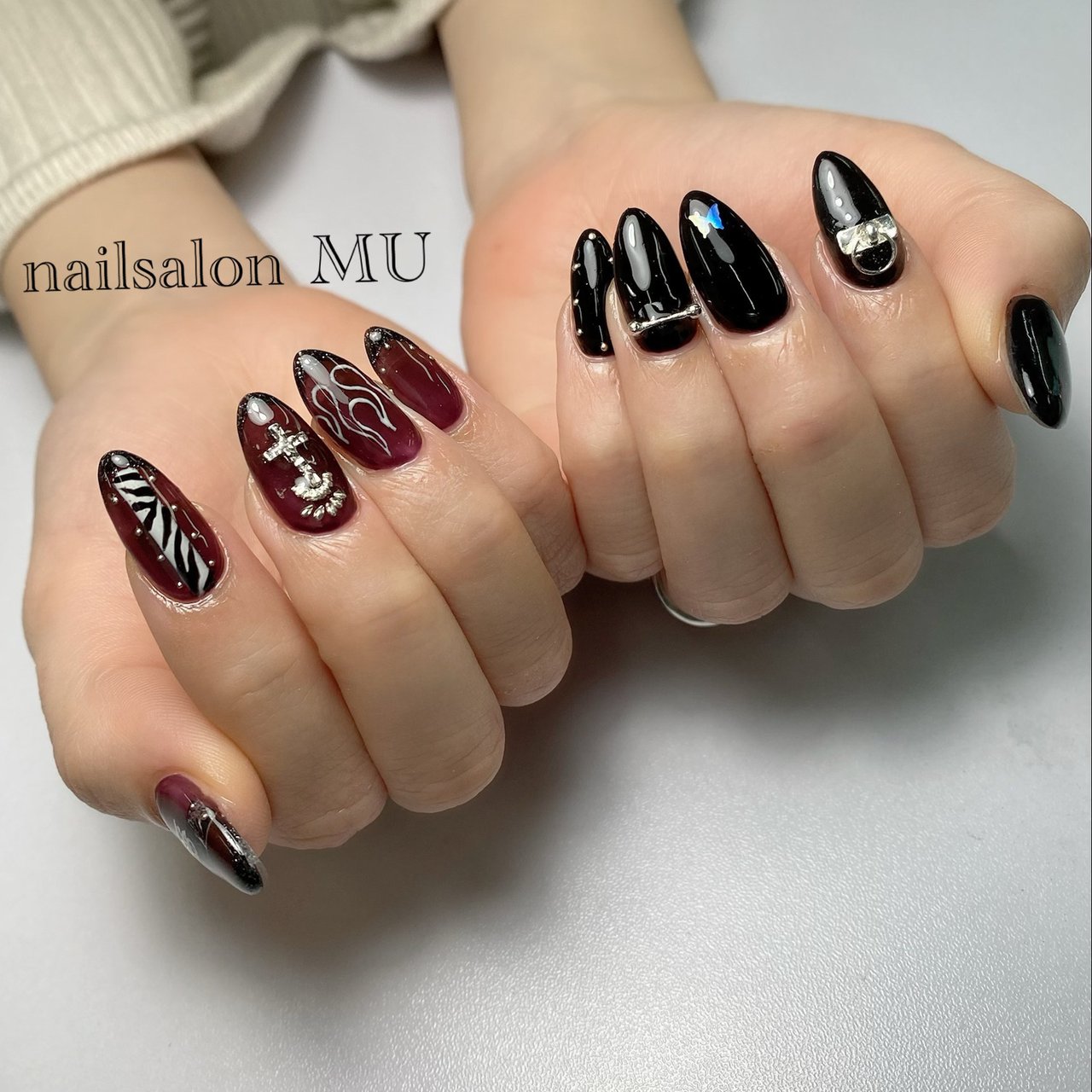 フレンチ ラメ ワンカラー アニマル柄 ロック Nailsalon Mu ミウ のネイルデザイン No ネイルブック