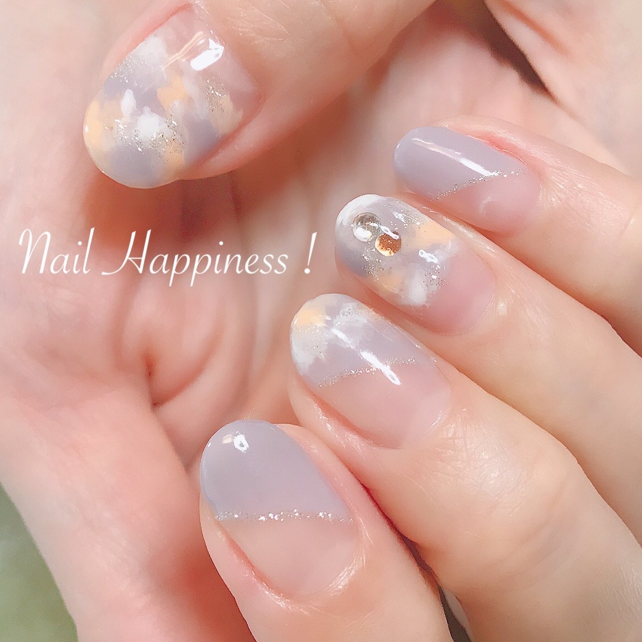 オールシーズン お正月 変形フレンチ タイダイ スモーキー Nail Happiness ネイルハピネス ささきまきのネイル デザイン No ネイルブック