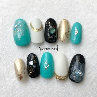 アクアグリーンのネイルデザイン ネイルブック