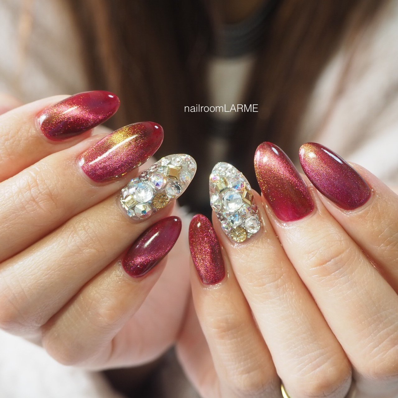 ハンド レッド シルバー Nailroomlarmeのネイルデザイン No ネイルブック