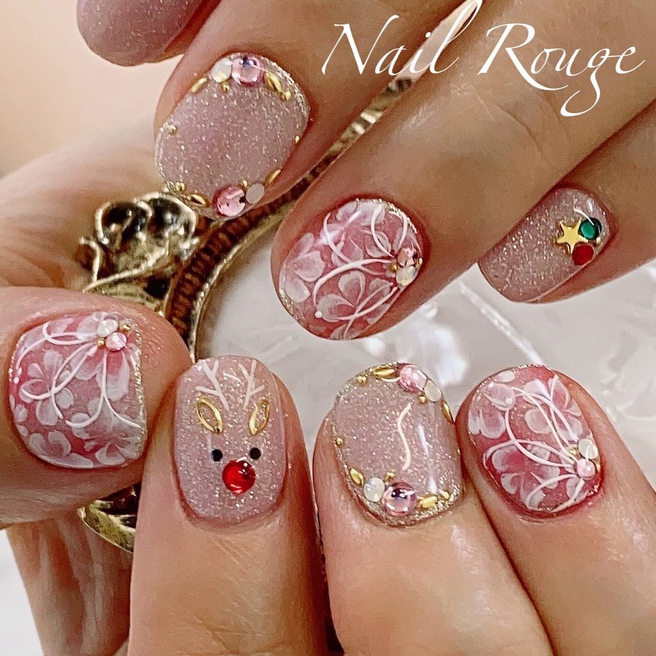 冬 オールシーズン クリスマス アニマル柄 フラワー Nailrougeのネイルデザイン No ネイルブック