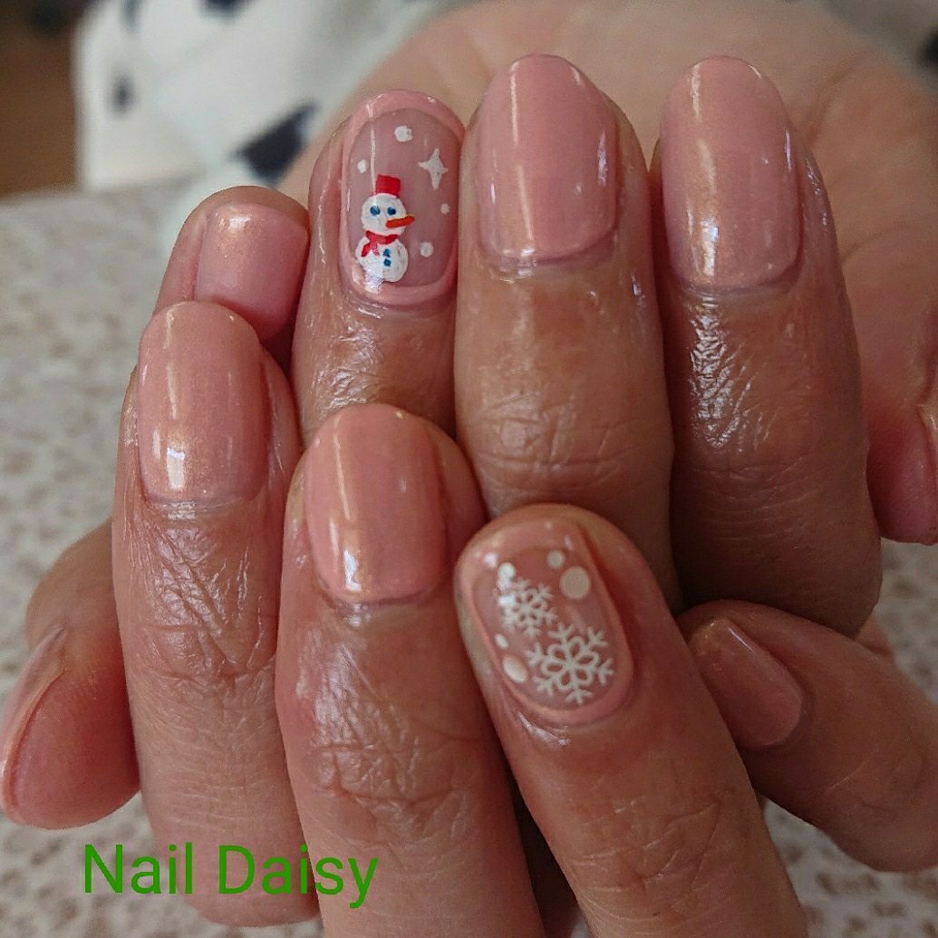 冬 クリスマス ハンド ワンカラー 雪の結晶 Naildaisyのネイルデザイン No ネイルブック