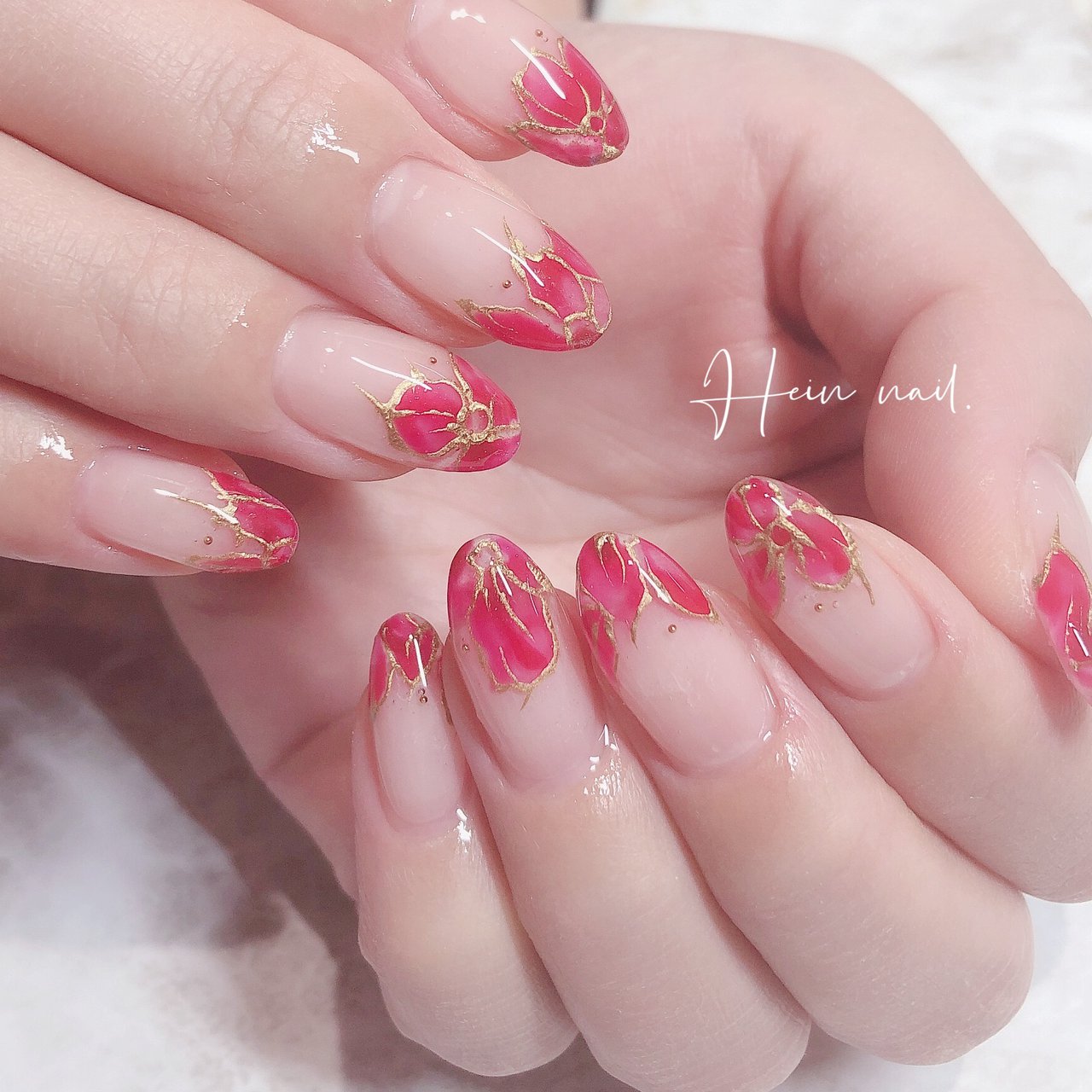 クリア レッド ゴールド Hein Nail のネイルデザイン No ネイルブック