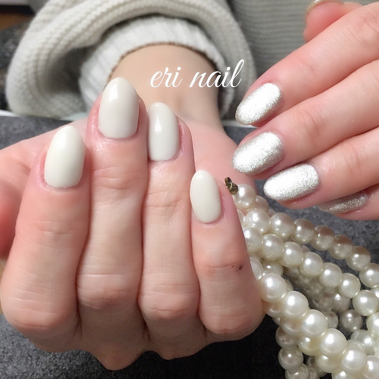 オールシーズン ハンド マグネット ホワイト ジェルネイル 名古屋市天白区 自宅ネイルサロン Eri Nailのネイル デザイン No ネイルブック