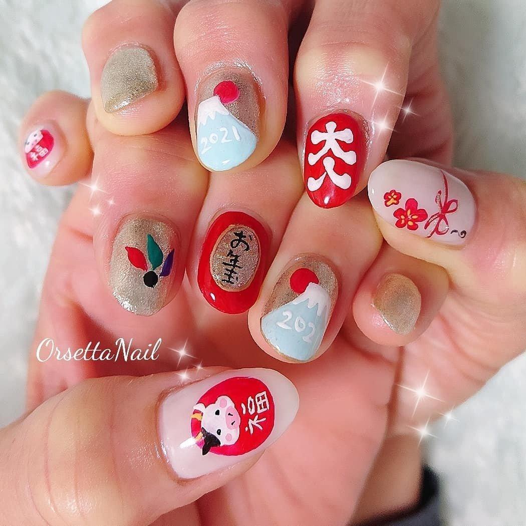 冬 お正月 パーティー デート ハンド Aya Orsettaのネイルデザイン No ネイルブック