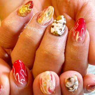 🌟 #お客様ネイル
#ジェルネイル
#持ち込みアート
#アートし放題
・
・
まだまだ❤
【#きめつネイル✨🔥🔥🔥】
 
・
・

★
#きめつのやいば #きめつ #鬼滅ネイル #煉獄さん #鬼滅 #鬼滅の刃 #れんごく #炎 #滅 #ネイル #かわいい #クリスマス #パーティー #kimetsunoyaiba #nailart 

・
・
・
#フットケアサロンsleeping
#すりーぴんぐ
#sleeping
#埼玉県戸田市
★
#nail 
#日本 #可爱 #네일 #귀여운 #일본
➖➖➖➖➖➖➖➖
★
☆
★
🌱 mami🌿 #お正月 #成人式 #ライブ #スポーツ #ハンド #ビジュー #痛ネイル #幾何学模様 #3D #ニュアンス #ミディアム #レッド #イエロー #カラフル #ジェルネイル #お客様 #🌱すり～ぴんぐ🌱 #ネイルブック