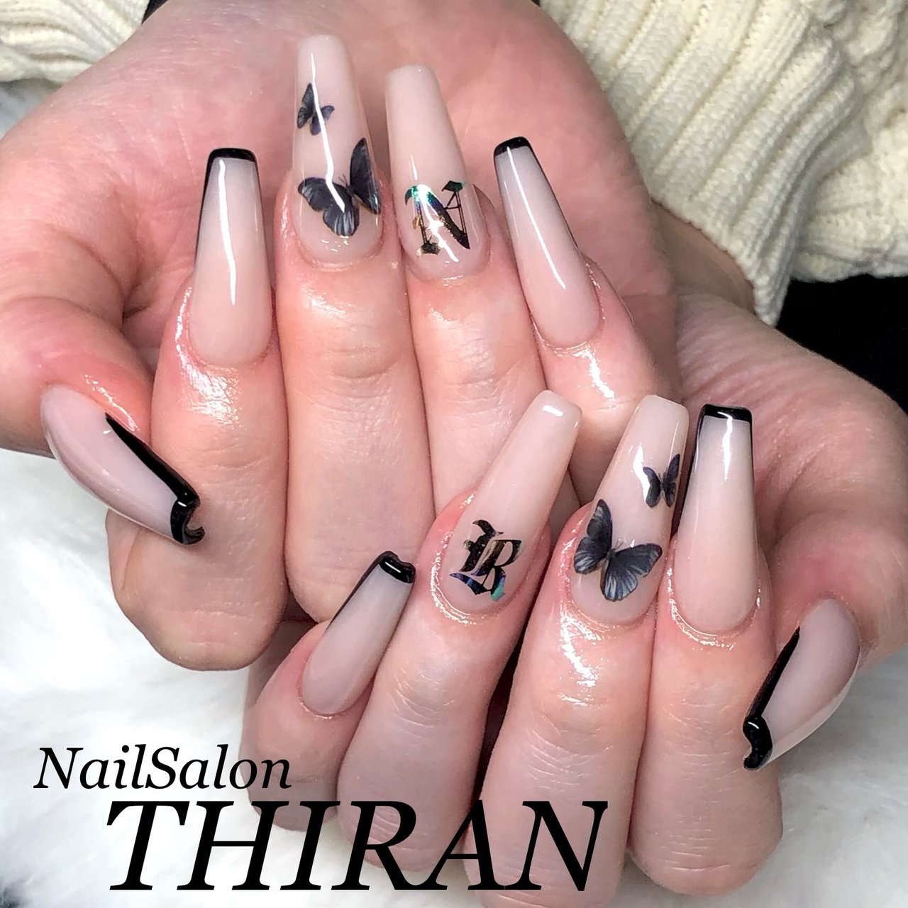 オールシーズン ハンド フレンチ 変形フレンチ ロング Nailsalon Thiranのネイルデザイン No ネイルブック