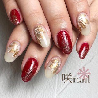 和 ホワイト 赤のネイルデザイン ネイルブック