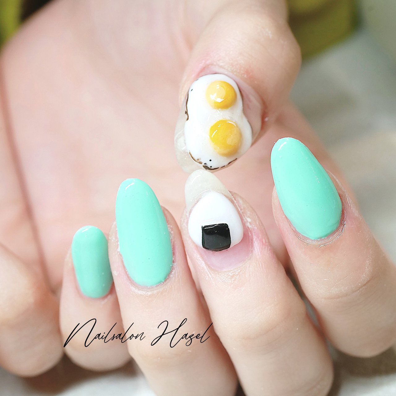 オールシーズン ハンド 3d ロング グリーン Nailsalon Hazelのネイルデザイン No ネイルブック